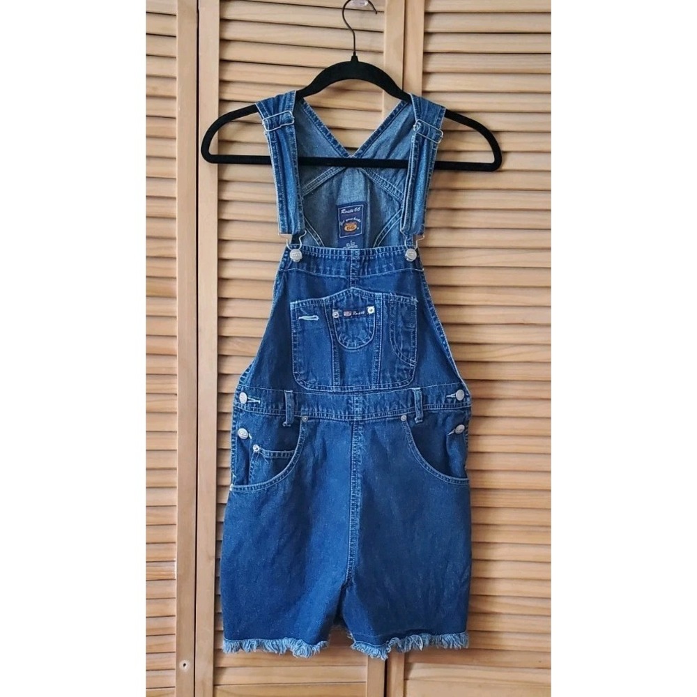 Route 66 Denim Jean Short Overalls Fringe Women's Size Small